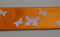 Oranje met witte vlinders lint O1 (PER 10 cm ) - Klik op de afbeelding om het venster te sluiten