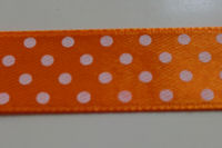 Oranje met witte stippen lint O4 (PER 10 cm ) - Klik op de afbeelding om het venster te sluiten