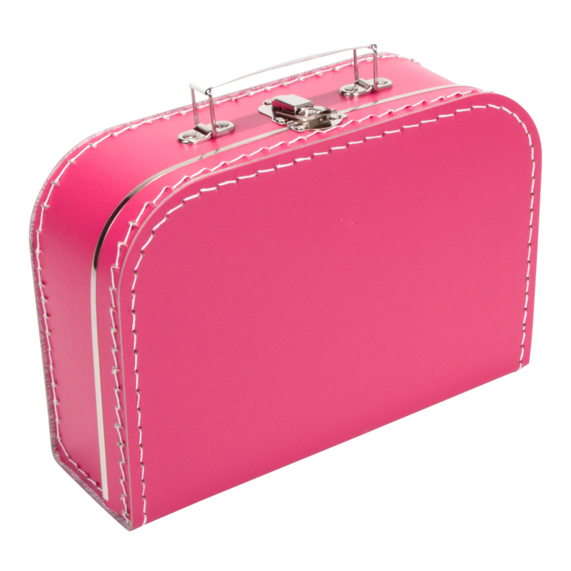 Knuffelpopje in fuchsia roze koffertje pakket - Klik op de afbeelding om het venster te sluiten